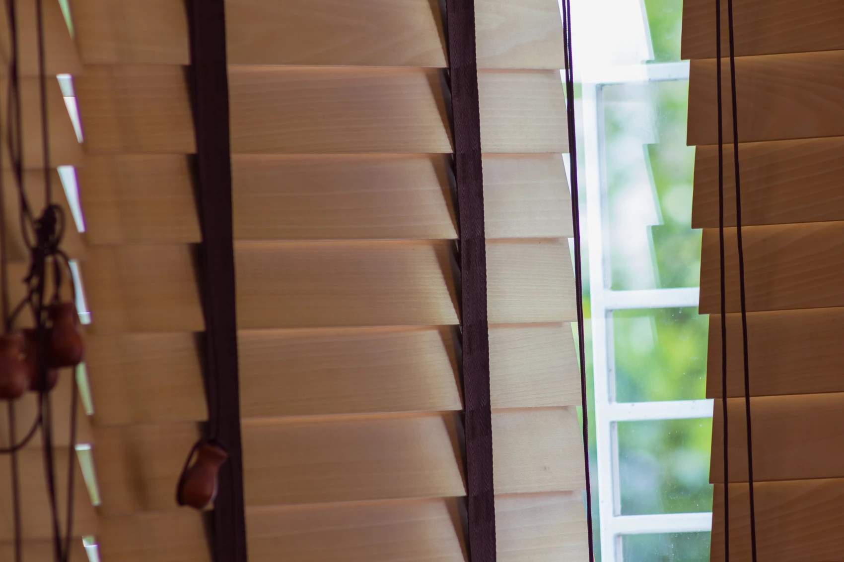 Maple wood blinds in a lounge setting